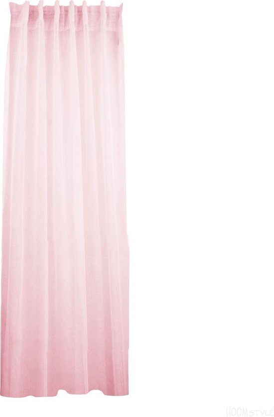 plakband kleding stof inkt HOOMstyle Sassari gordijnen kant en klaar vitrage - plooi - roze 140x270cm  | bol.com