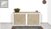 Steigerhout dressoir - met witte omlijsting - 140x40x80h - oud steigerhout