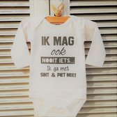Rompertje Sinterklaas Ik mag ook nooit iets ik ga met Sint & Piet mee! | Lange mouw | wit | maat 50/56  ( zwangerschapsaankondiging geboorte baby aankondiging zwangerschap maand de