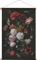 Stilleven met bloemen in een glazen vaas | Jan Davidsz. de Heem | | Textieldoek | Textielposter | Wanddecoratie | 120CM x 180CM” | Schilderij