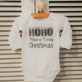 Baby Rompertje met tekst unisex  Hohoho Have a lovely Christmas  | Lange mouw | wit | maat 50/56  cadeautje zwangerschap aankondigen opa en oma mijn eerste kerstmis baby kleding ke