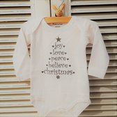 Baby Rompertje met tekst unisex Joy Love Peace | Lange mouw | wit | maat 62/68 mijn eerste kerstmis baby kleding kerst Kerstkleding kerstpakje aankondiging bekendmaking zwangerscha