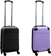 Travelerz kofferset 2 delig ABS handbagage koffers - met cijferslot - 27 liter - zwart - lila