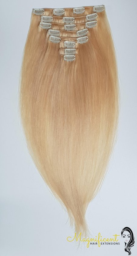 Bol Com Clip In Hairextensions Blond 100 Echt Haar 50 Cm 100 Gram