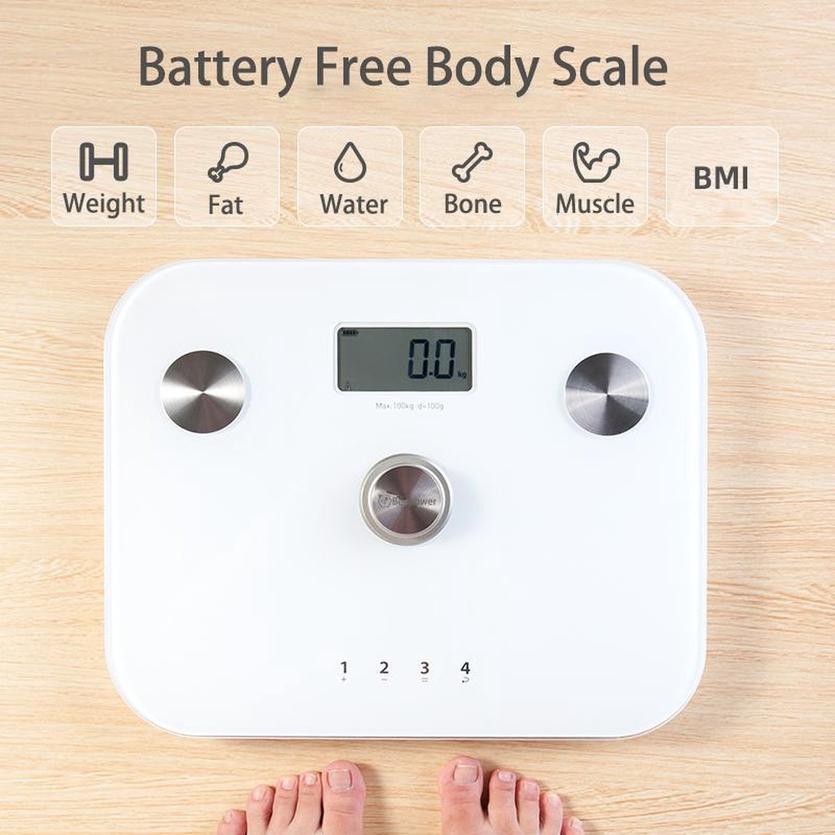 Beepower personenweegschaal | self powered | Geen batterij nodig | Met  lichaamsanalyse... | bol.com