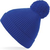 Senvi Gebreide PomPom muts met ribbels - Kleur: Royal