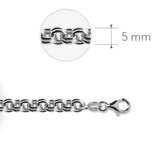 Jewels Inc. - Dubbellen Jasseron Ketting met Karabijnsluiting - 5.0mm Dik - Lengte 50cm - Gerhodineerd Zilver 925