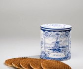 Heerlijke roomboter Stroopwafels in Delfts blauw blik