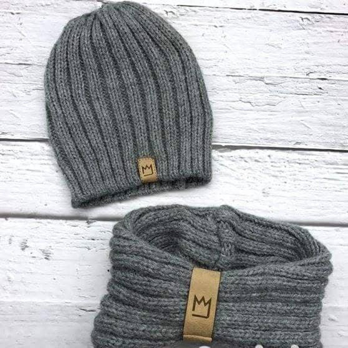 Bol Beanie Set Muts En Sjaal Donker Grijs De Winter Favoriet 