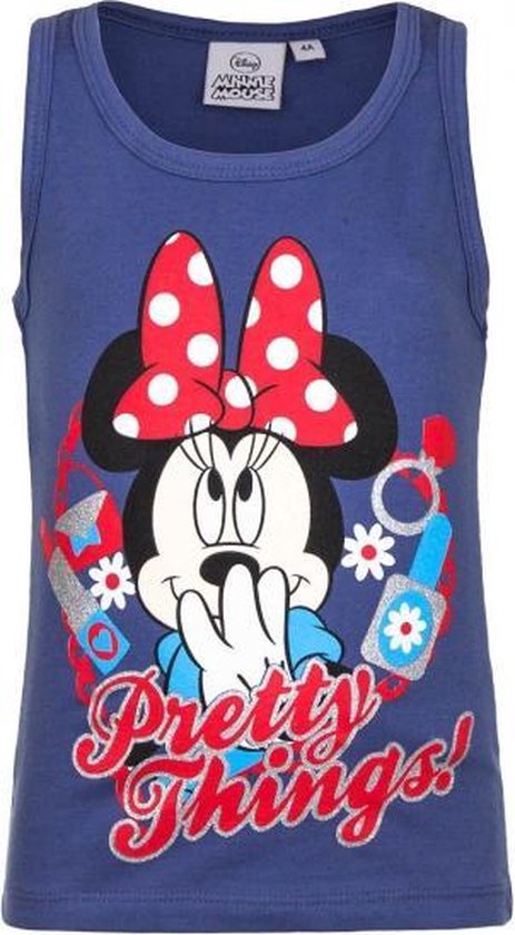 Mouwloos Minnie Mouse t-shirt blauw 104