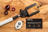 The Selfie Kit (3-in-1 Smartphone Lenzenset Goud + Selfie Stick BLAUW) VOORDELIGE PRIJS!
