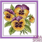 Borduur Pakket "JobaStores®" Bloem 001 14CT Voorbedrukt (17x17cm)