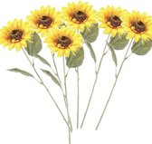 6x Gele zonnebloem kunstbloem 62 cm - Kunstbloemen boeketten