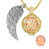 Quiges Engelenroeper 18mm Bolhouder met Ketting 90cm en Bolletje - Dames - Goudkleurig Bloem - EBS18153