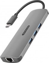 Sitecom CN-382 tussenstuk voor kabels USB-C USB-C, RJ45, HDMI, 3.5mm, 3x USB 3.0, SD, microSD Grijs