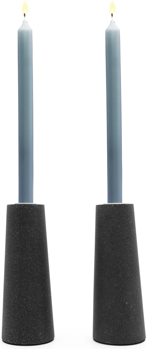Zilverstad Oblique Kandelaar Zwart set van 2