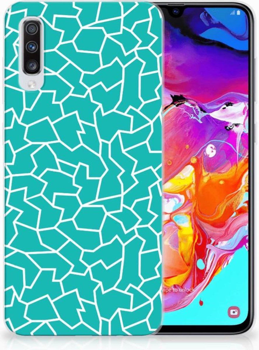 Samsung Galaxy A70 Hoesje maken Cracks Blue