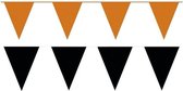 Zwart/Oranje feest punt vlaggetjes pakket - 60 meter - slingers / vlaggenlijnen