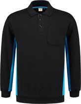 Tricorp Polo Sweater Bicolor Borstzak 302001 Zwart / Turquoise - Maat 5XL