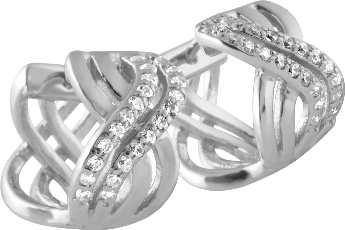 Diamonfire - Zilveren oorringen Zirkonia - Roseverguld