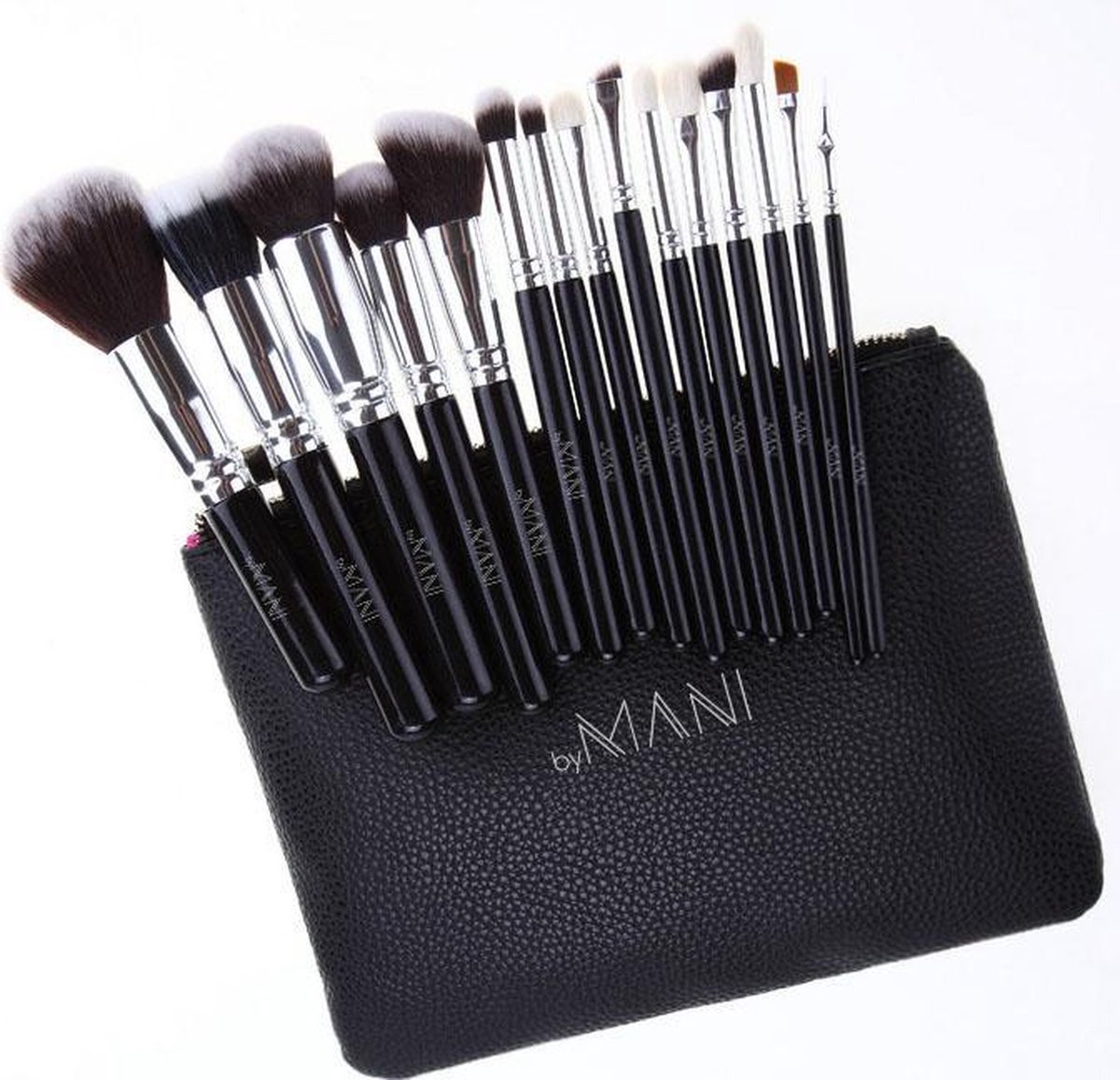 Make-up Brush Set 15-delig professioneel zwart - make up kwasten set voor aanbrengen make up 15 delig inclusief tasje