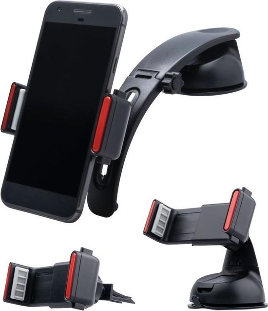 Dom kraai meesteres Shop4 - Universele Telefoonhouder Auto Kit 3 in 1 Dashboard- en  Ventilatiehouder Zwart... | bol.com