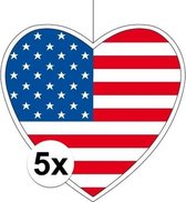 5x Hangdecoratie harten Amerika 28 cm - Amerikaanse vlag WK landen versiering