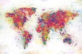 Affiche de décoration murale carte du monde splash colorée 61x91.5cm.