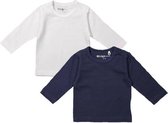 Dirkje Unisex Shirts Lange Mouwen (2stuks) Wit en Blauw - Maat 80