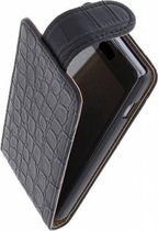 Nokia Lumia 520 - Krokodil Zwart Classic Flipcase Hoesje