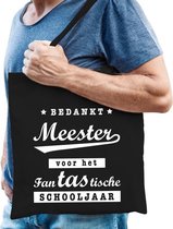 Cadeautas Bedankt MEESTER voor het fanTAStische schooljaar zwart katoen - cadeautas