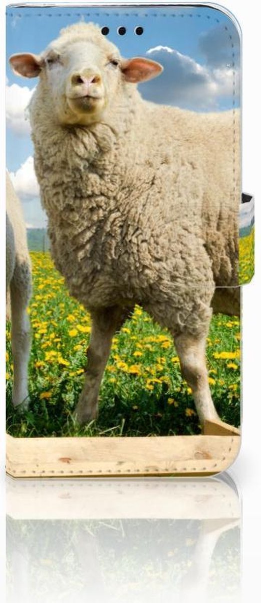 Samsung Galaxy J5 2017 Telefoonhoesje met Pasjes Schaap en Lammetje