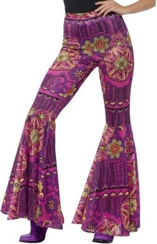 Hippie broek paars/roze voor dames - flower power 40-46 (M/L) | bol.com
