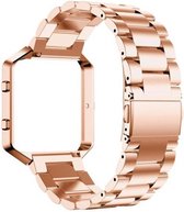 Metalen armband voor Fitbit Blaze met behuizing - Rosé-goud