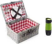 Picknickmand Ezio rood met thermosbeker groen