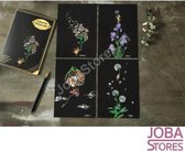 Kras Tekeningen "JobaStores®" Wenskaarten set Bloemen (4 stuks)