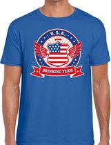 Blauw USA drinking team t-shirt heren S