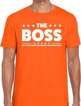 The Boss tekst t-shirt oranje heren - heren shirt The Boss - oranje kleding S
