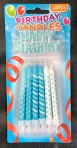 Taartkaarsjes - verjaardag kaarsjes - Happy birthday candles 12 stuks blauw