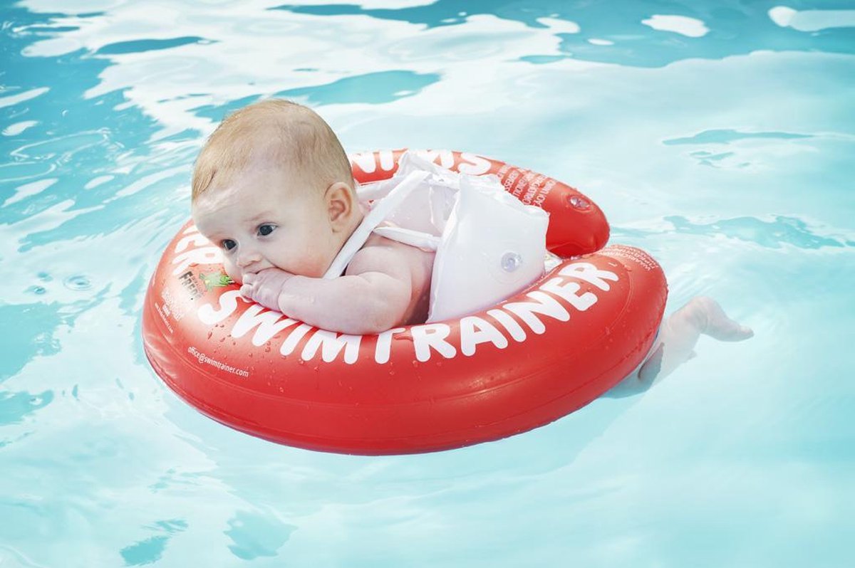 SWIMTRAINER "Classic" ® rood (3 maanden tot 4 jaar, 6kg - 18kg) DE VEILIGE BABY ZWEMBAND: ZWEMTRAINER | (Keurmerken: CE - TüV - EN13138 - 1:2014) — afbeelding 6