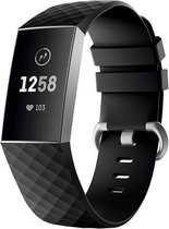 Siliconen Horloge Band Geschikt Voor Fitbit Charge 3 - Armband / Polsband / Strap / Sportband - Small - Zwart