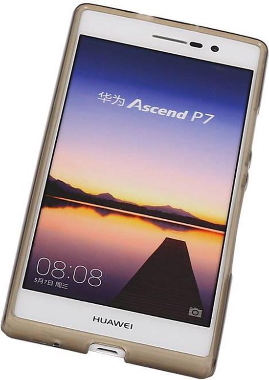 Huawei Ascend P7 - TPU Hoesje Transparant Grijs - Back Case Bumper |