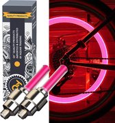 QY LED Fietswiel lampje –ventielbevestiging- set van 2- rood