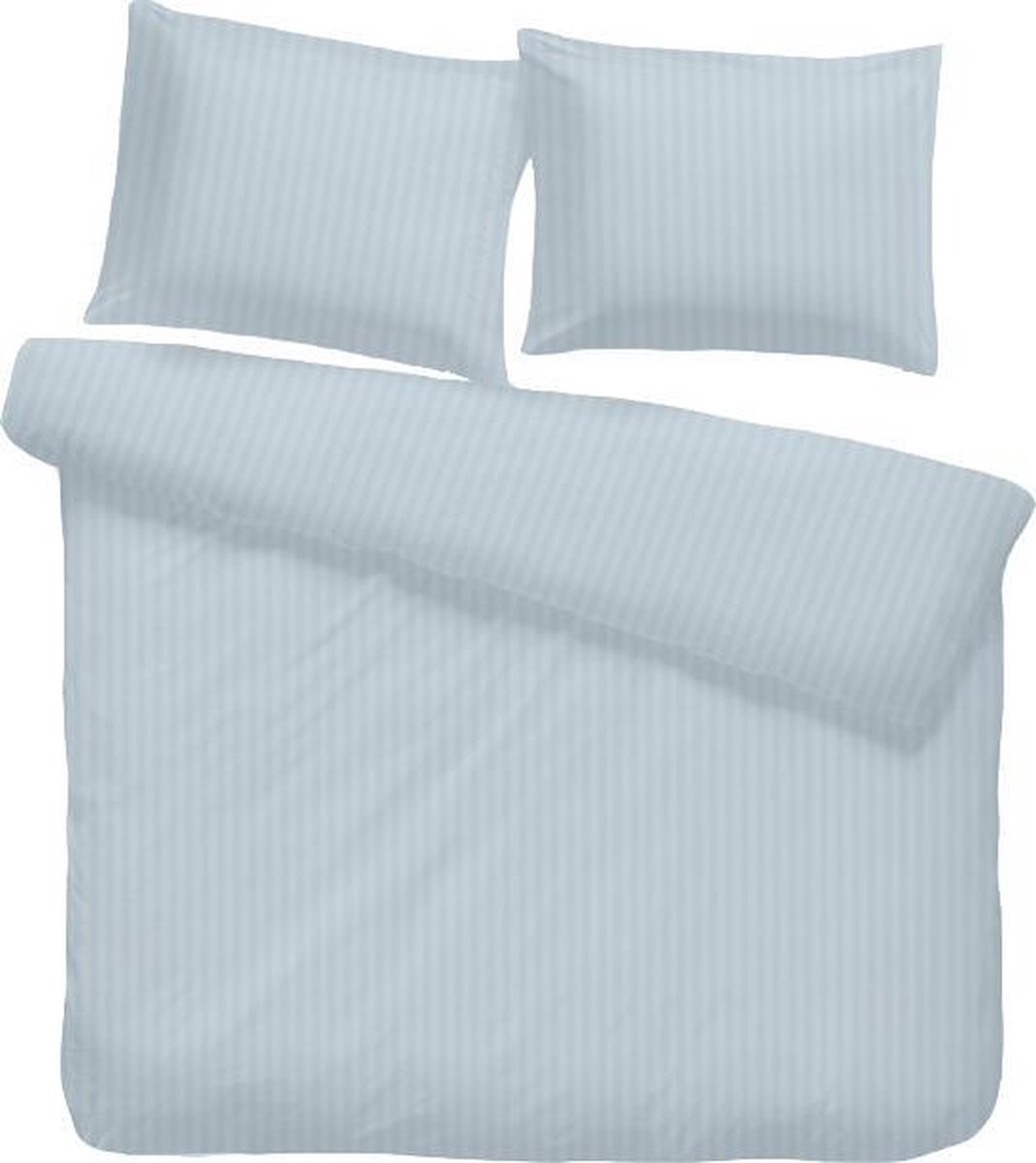 iSleep Satijnstreep Dekbedovertrek - Eenpersoons - 140x200/220 cm - Blauw