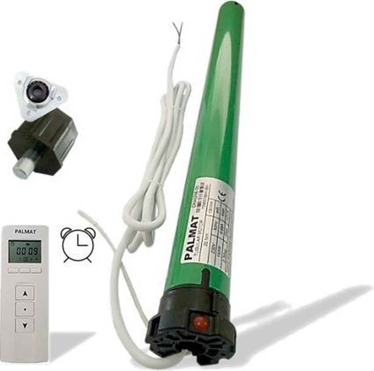 PALMAT Draadloze Rolluikmotor met 4 kanaals afstandsbediening en kunststof lagerplug (buis van 60 mm, 20 Nm)