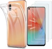 Samsung Galaxy A60 Hoesje - Transparant TPU Case & 2X Tempered Glas Combi - Transparant