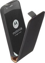 LELYCASE Motorola Moto G2 (2014) Lederen Flip Case Cover Hoesje Zwart