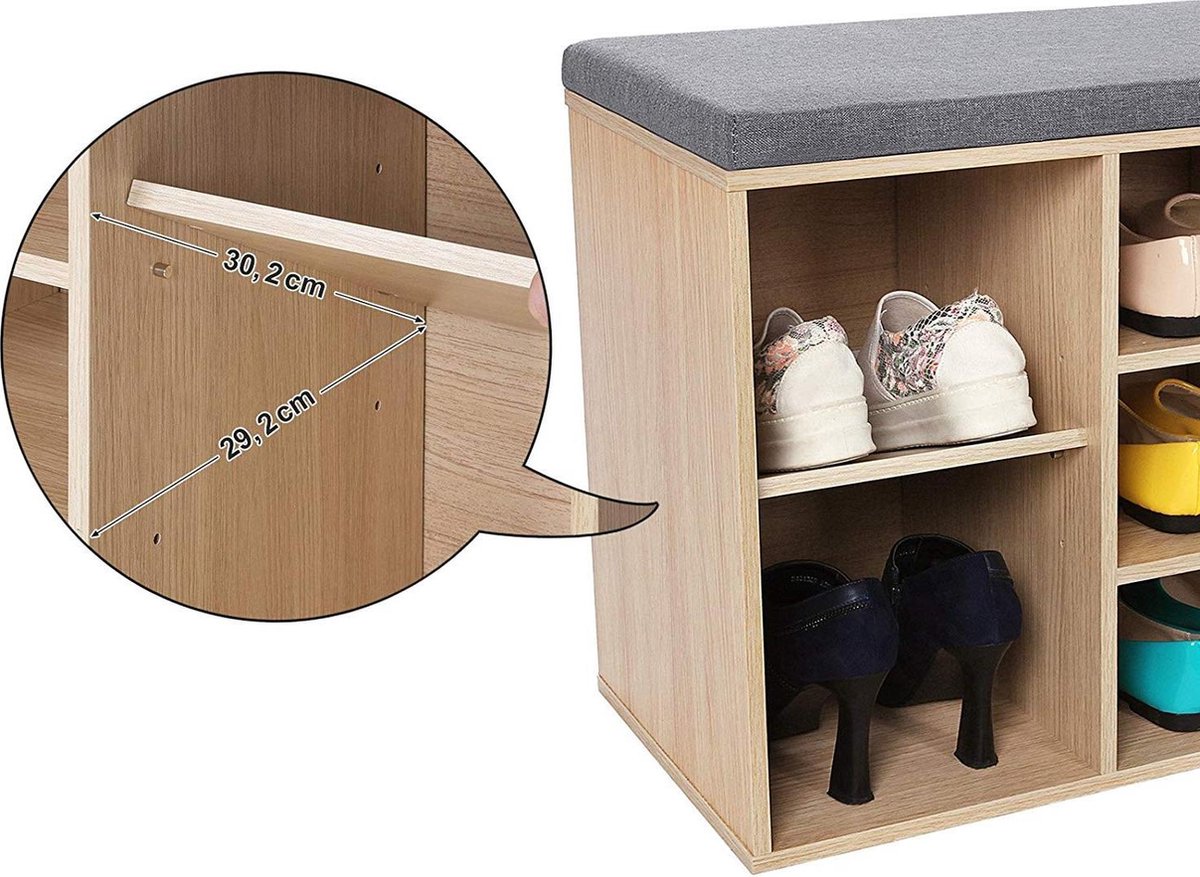 Schoenenbank met kussen, houten entree schoenenbank, moderne schoenenkast schoenenorganisator, schoenenrek bank met verborgen opslag ingangsmeubilair, 100/80/60 * 30 * 51CM,D,100 * 30 * 51CM