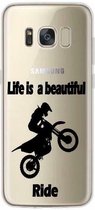 Samsung Galaxy S8 Plus siliconen motorcross hoesje transparant - Life is a beautiful ride