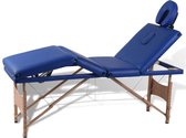 Inklapbare Massagetafel 4 delen (INCL Anti Kras Vilt 16st) Blauw met Draagtas - Opklapbare Massage tafel